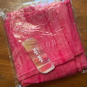 New capri pink two tone leggings wide elastic waist Band
